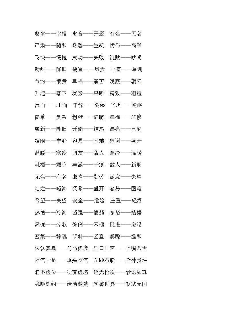 【优质】小升初语文期末专项总复习汇总近、反义词、成语大全（二） 练习03