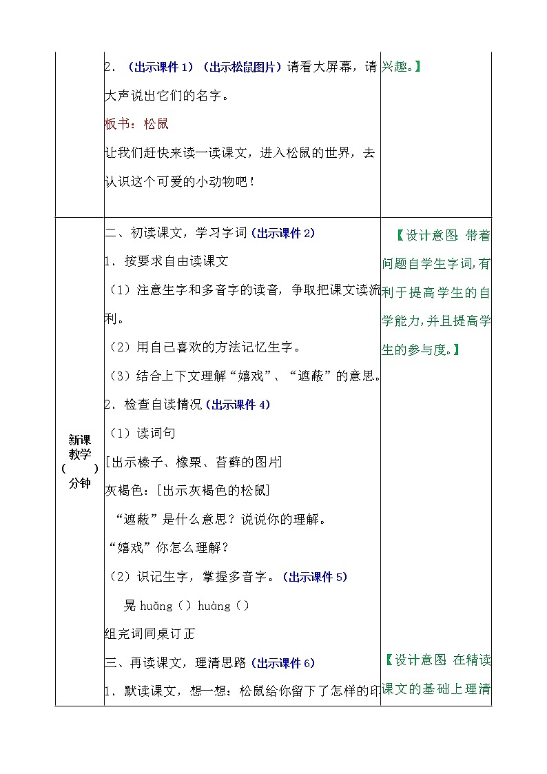 部编版五年级语文上册《17.松鼠》 教案02