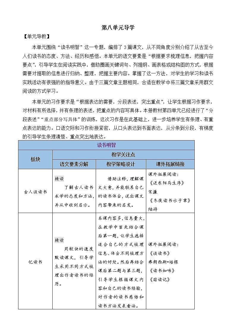 五年级上册语文教案 25 古人谈读书 部编版01