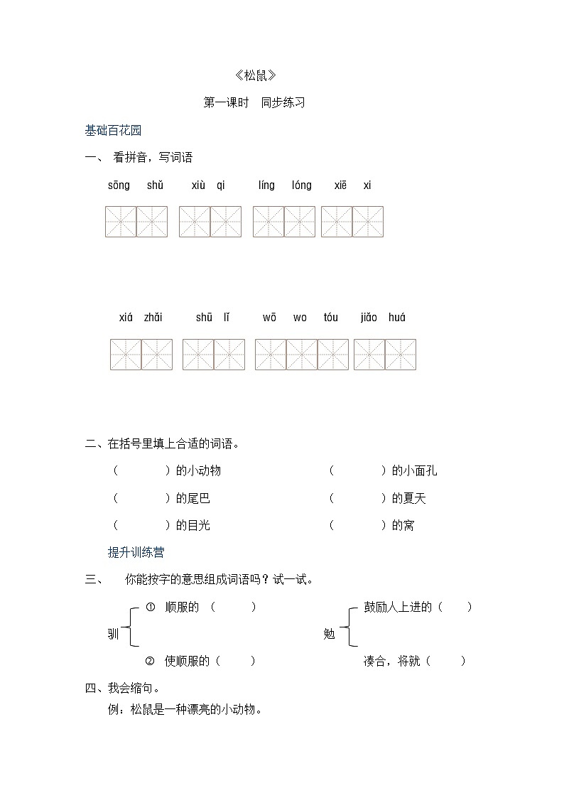 人教部编版五年级小学语文上册17《松鼠》 教案试卷01