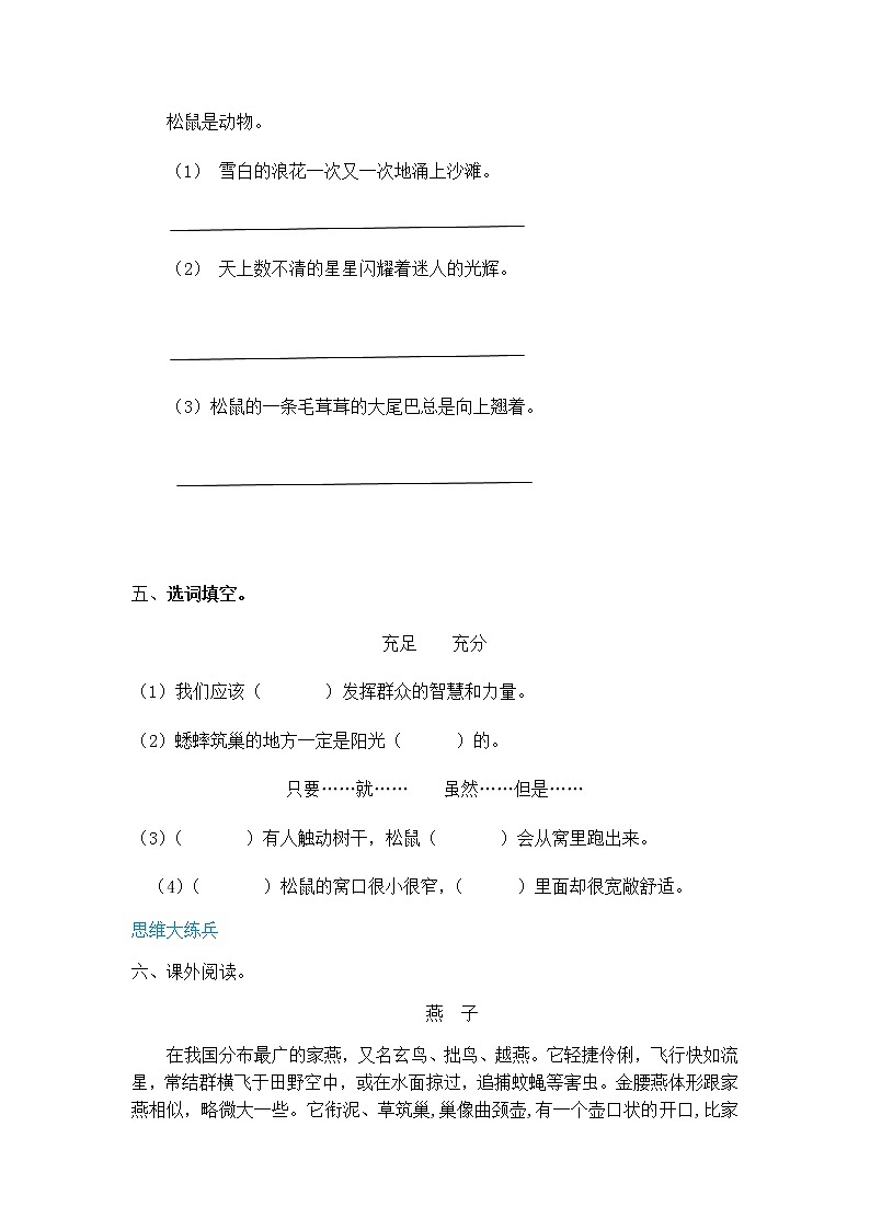 人教部编版五年级小学语文上册17《松鼠》 教案试卷02