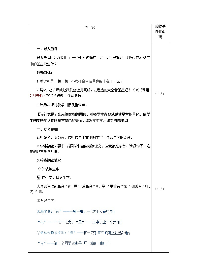 部编版一年级上册语文 第4单元 2.小小的船（教案）第2页