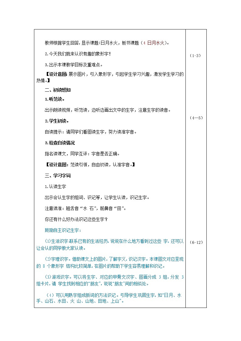 部编版一年级上册语文 第1单元 识字4 日月水火（教案）第2页