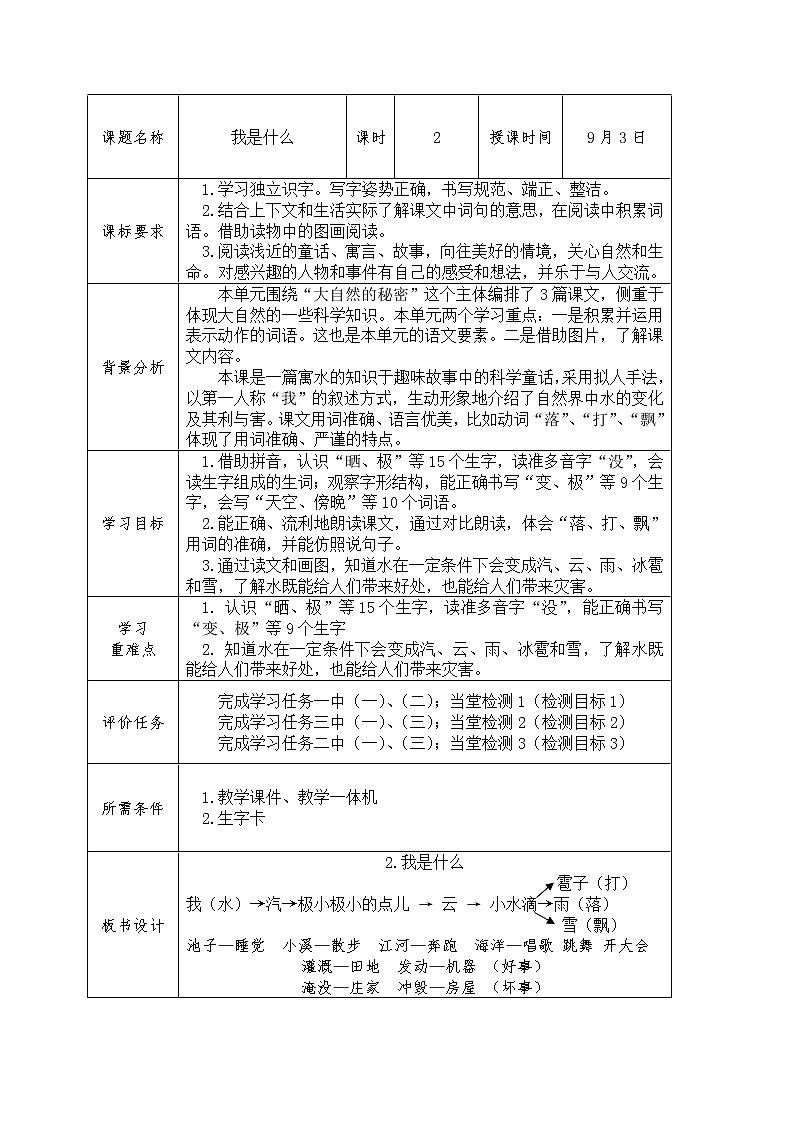 部编版二年级语文上册2.我是什么学案02