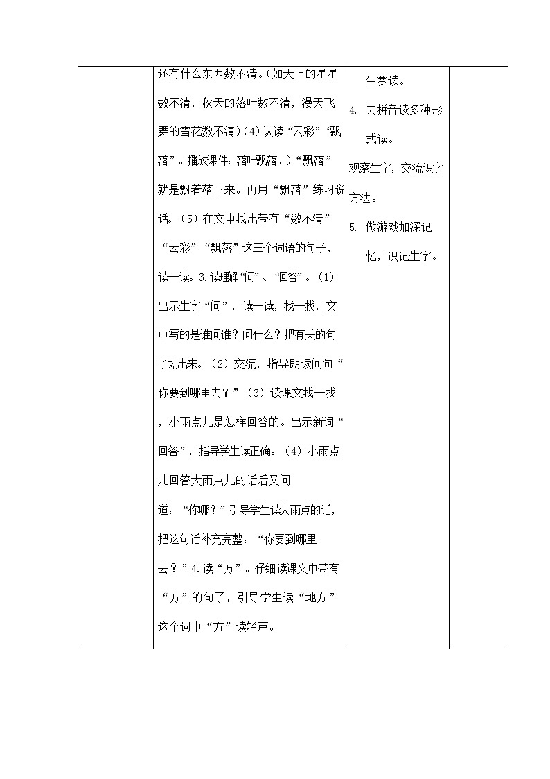 部编人教版一年级语文上册《雨点儿》精品教案教学设计小学优秀公开课1第3页