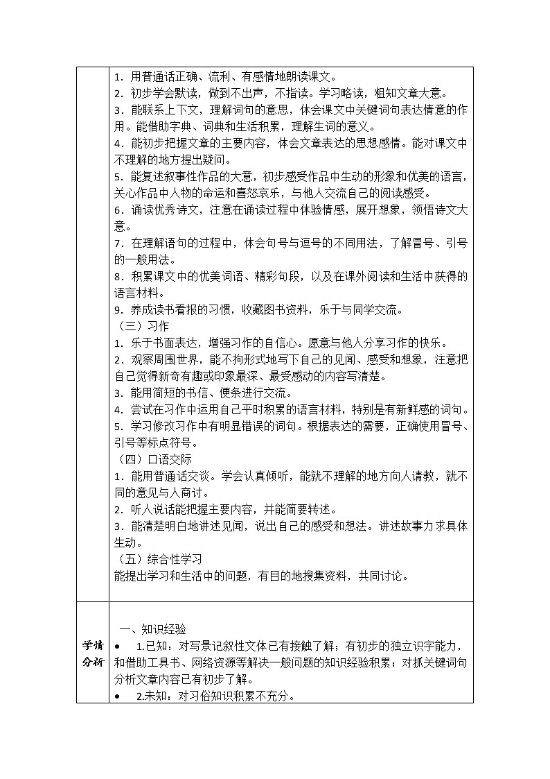 部编版四上《现代诗二首》第1课时教学评助课时备课设计教案02