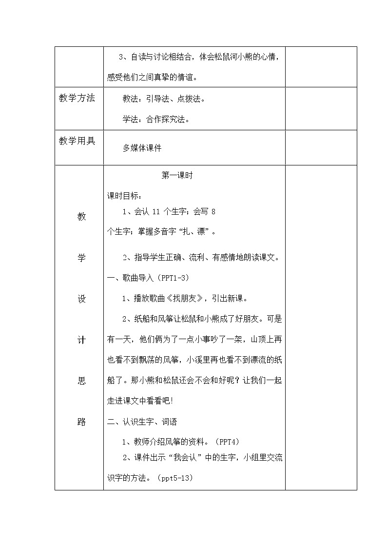 部编人教版二年级语文上册《纸船和风筝》教案公开课教学设计 (5)02