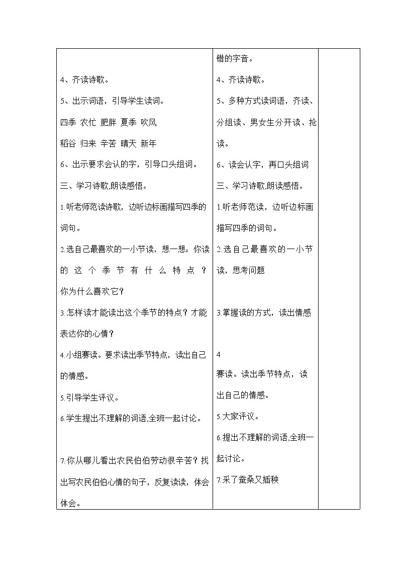 部编人教版二年级语文上册识字4《田家四季歌》教案公开课教学设计 (1)02