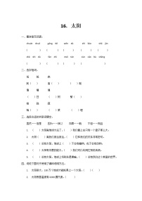 小学语文人教部编版五年级上册16 太阳课后练习题