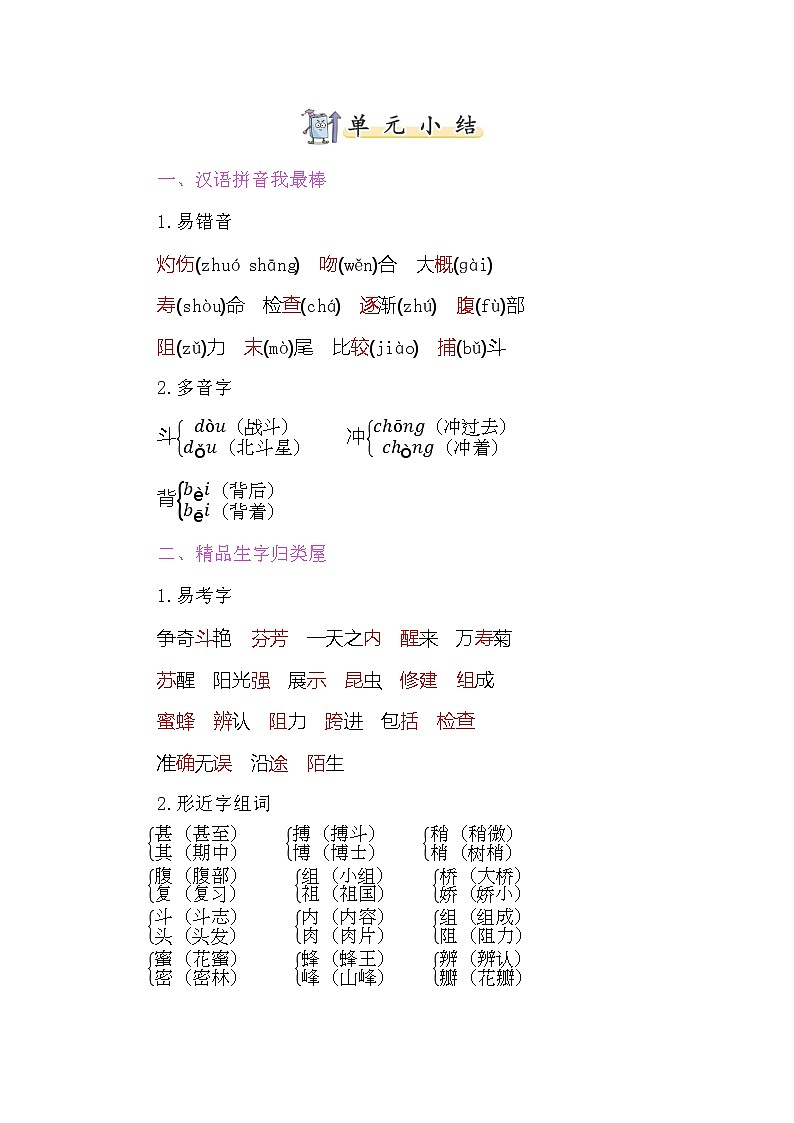 04.新部编人教版三年级下册语文【知识小结】-第四单元01