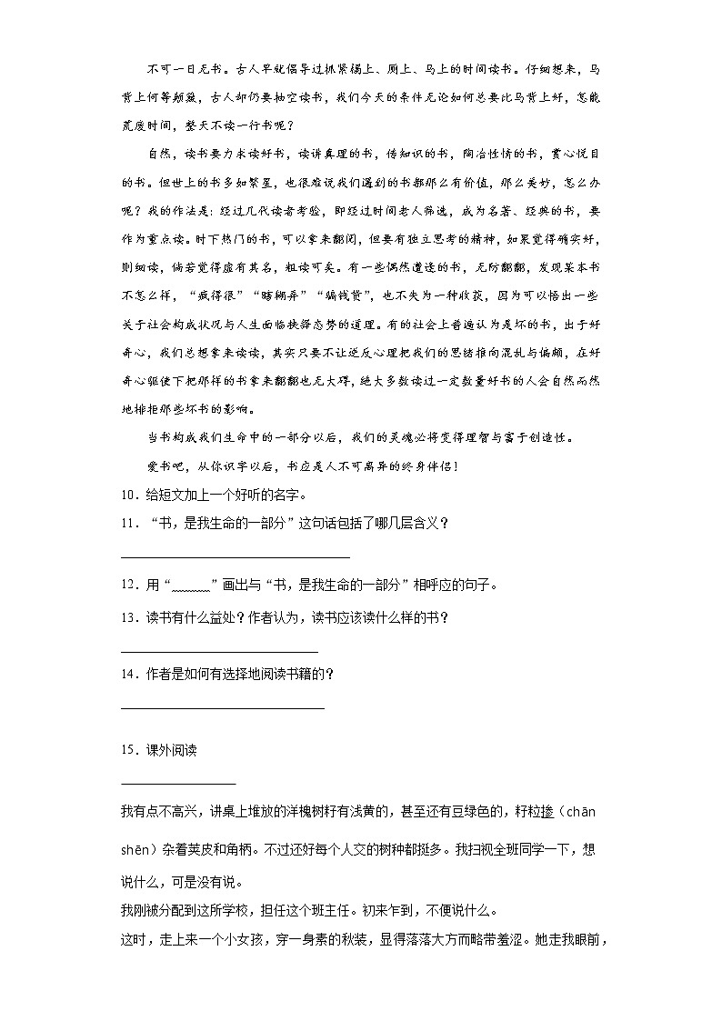暑假预热——小升初语文练习试题（十九）第3页