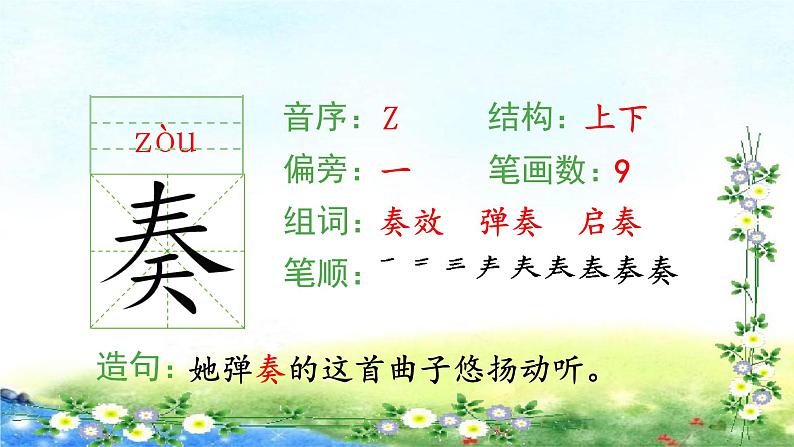 部编三年级上册语文 （生字课件）21、大自然的声音  15张幻灯片第4页