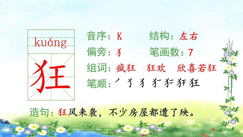 部编三年级上册语文 （生字课件）2、花的学校  15张幻灯片06