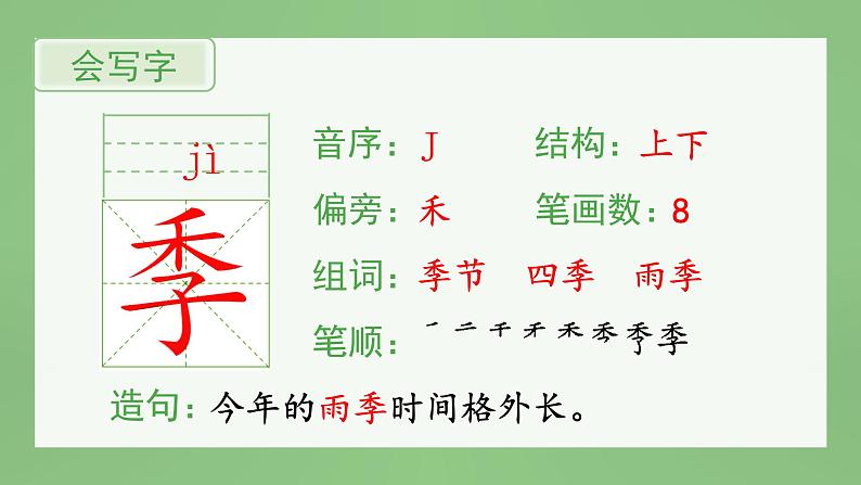 统编版语文二年级上册（生字课件）识字4 《田家四季歌》第2页