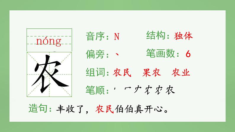 统编版语文二年级上册（生字课件）识字4 《田家四季歌》第5页