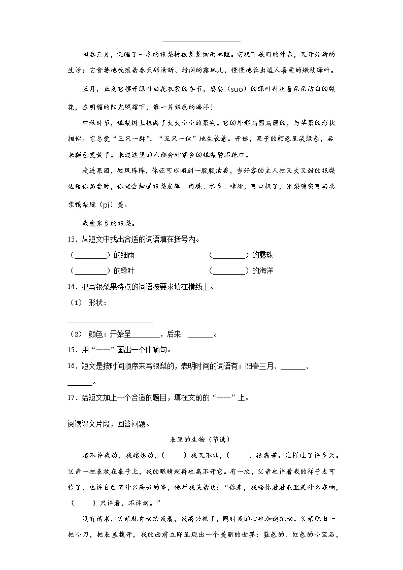 部编版小升初语文练习试卷（八）第3页