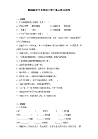 小学语文人教部编版五年级上册第七单元单元综合与测试同步测试题