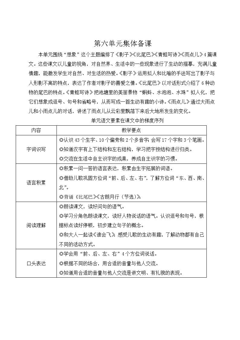 部编版语文一年级上册教案5 影子第1页
