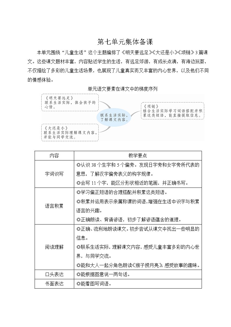 部编版语文一年级上册教案9 明天要远足01