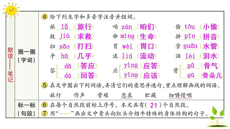 10 在牛肚子里旅行  随堂练习（课前预习+课业设计）课件PPT03