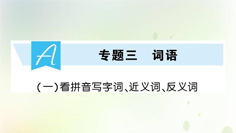 新人教版小升初语文训练专题三词语一看拼音写字词近义词反义词课件第1页