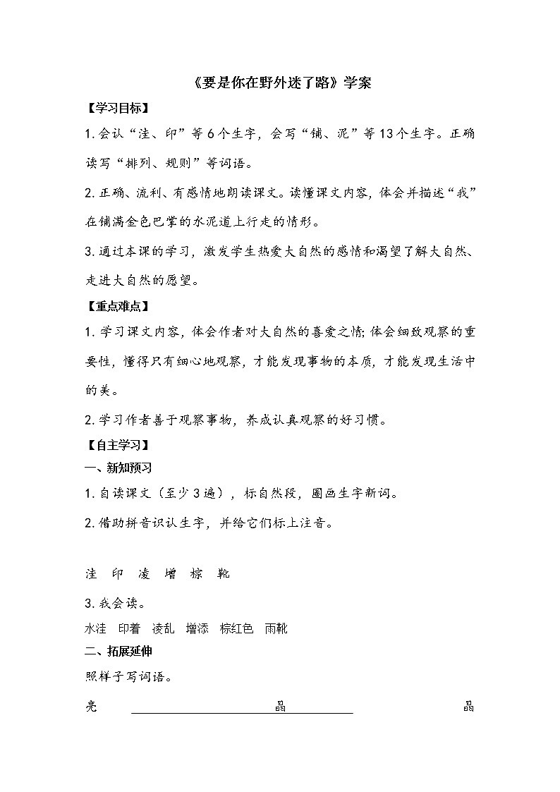 人教部编版三年级语上 5.《铺满金色巴掌的水泥道》课件+教案+达标练习01