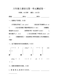 人教部编版六年级上册第一单元单元综合与测试单元测试精练