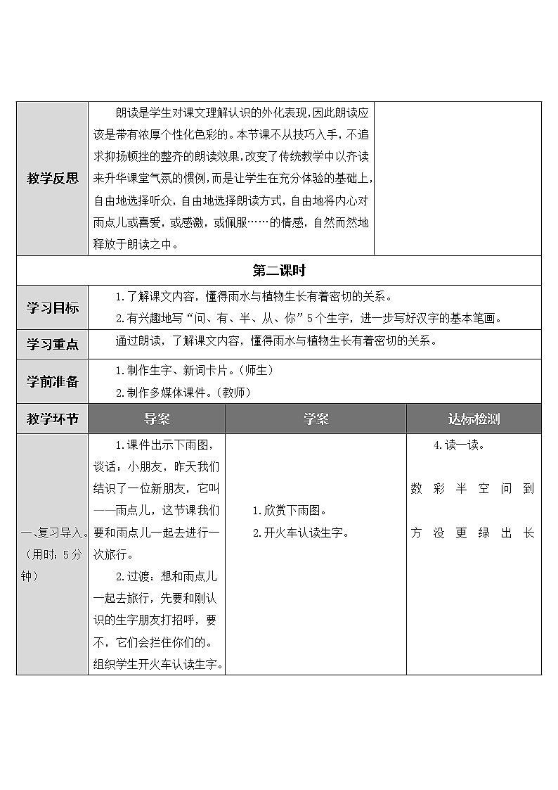 8. 雨点儿教案第3页
