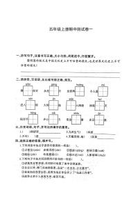 部编版五年级语文上册期中检测卷一及答案