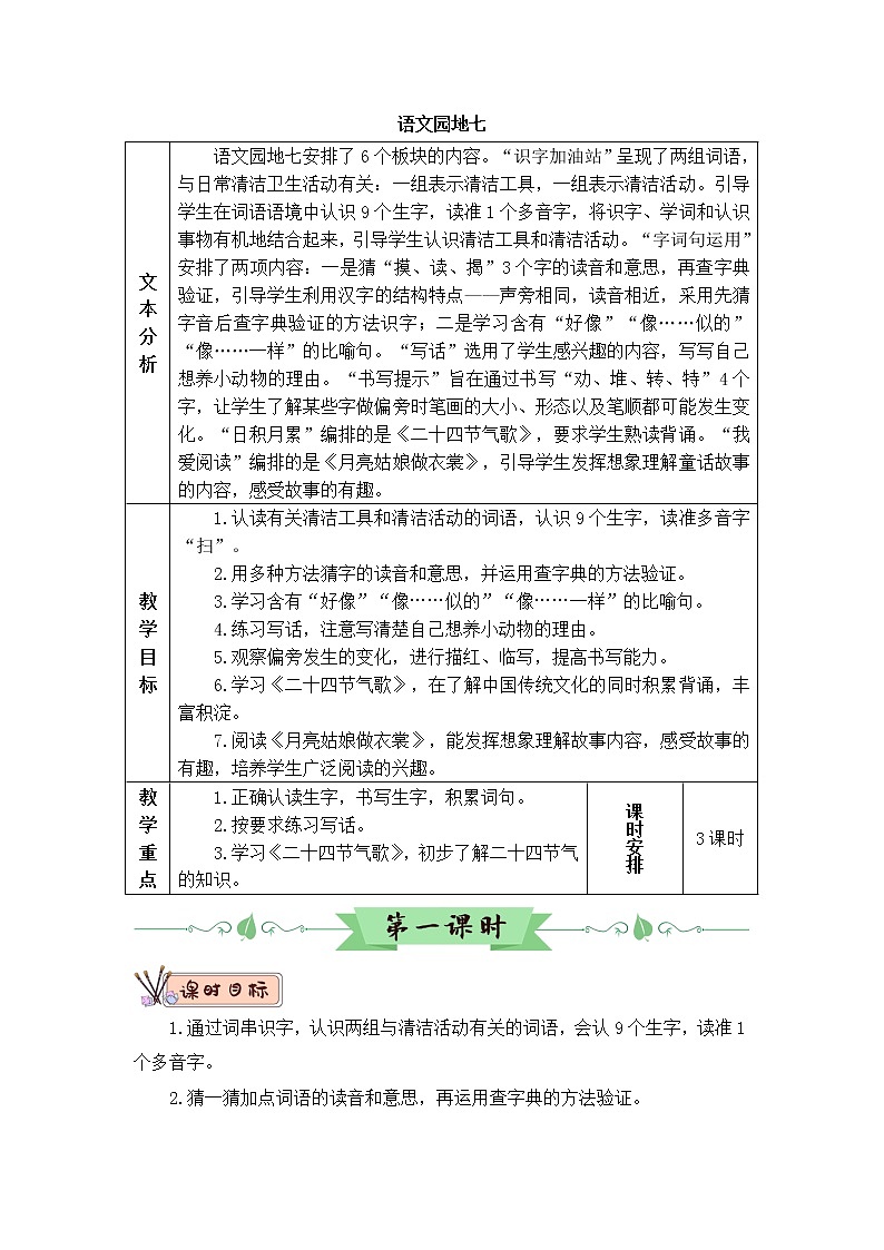 部编版二年级下册语文语文园地七（课件+教案+素材+单元检测卷含答案）01