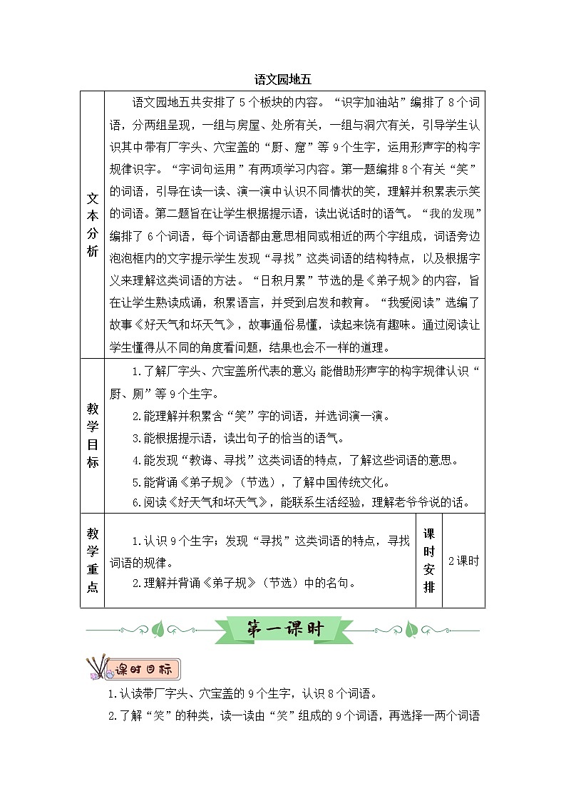 部编版二年级下册语文语文园地五（课件+教案+素材+单元检测卷含答案）01