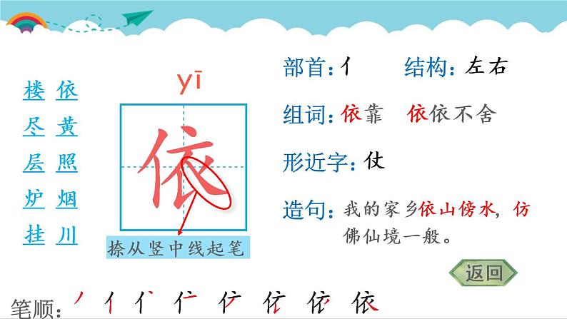 2021～2022学年小学语文人教部编版 二年级上册 课文3 8 古诗二首 汉字学习课件第4页