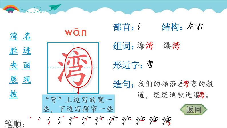 2021～2022学年小学语文人教部编版 二年级上册 课文3 10 日月潭 汉字学习课件03