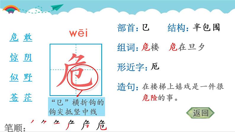 2021～2022学年小学语文人教部编版 二年级上册 课文6 19 古诗二首 汉字学习课件03