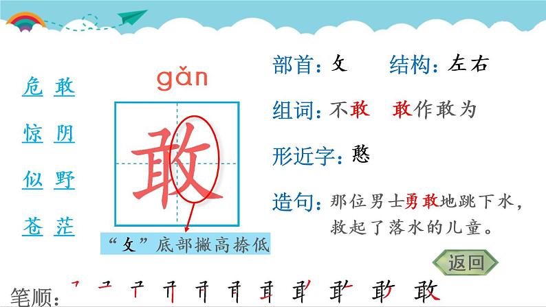 2021～2022学年小学语文人教部编版 二年级上册 课文6 19 古诗二首 汉字学习课件04