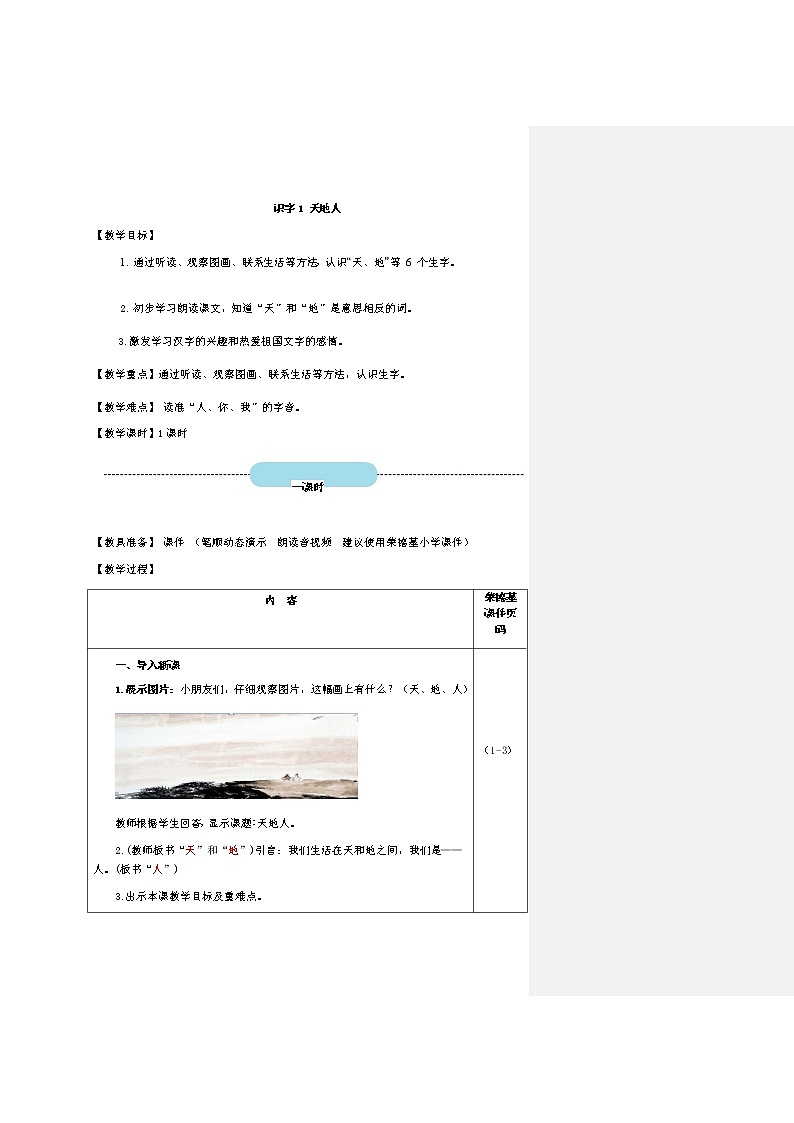 部编语文一上：识字1 天地人 精品PPT课件+素材01