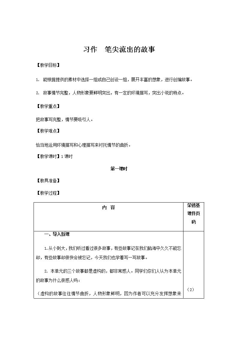 部编版六年级上册语文教案-习作：笔尖流出的故事01