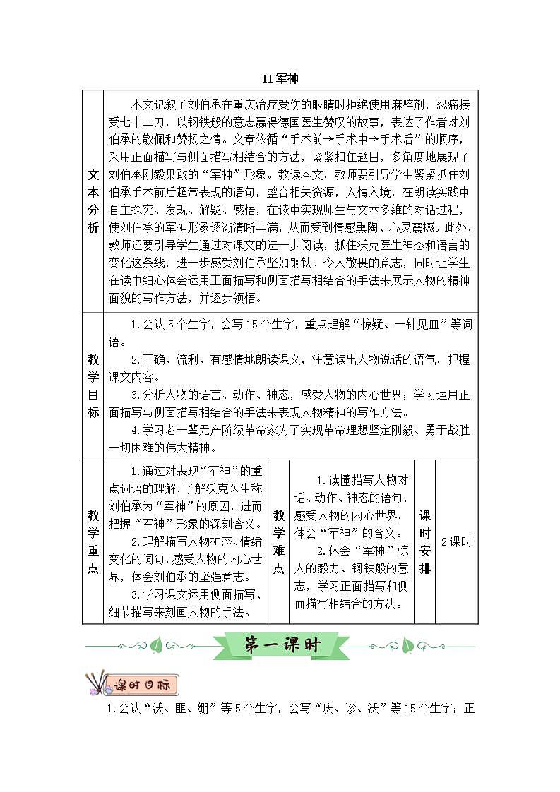11 军神（教案）第1页