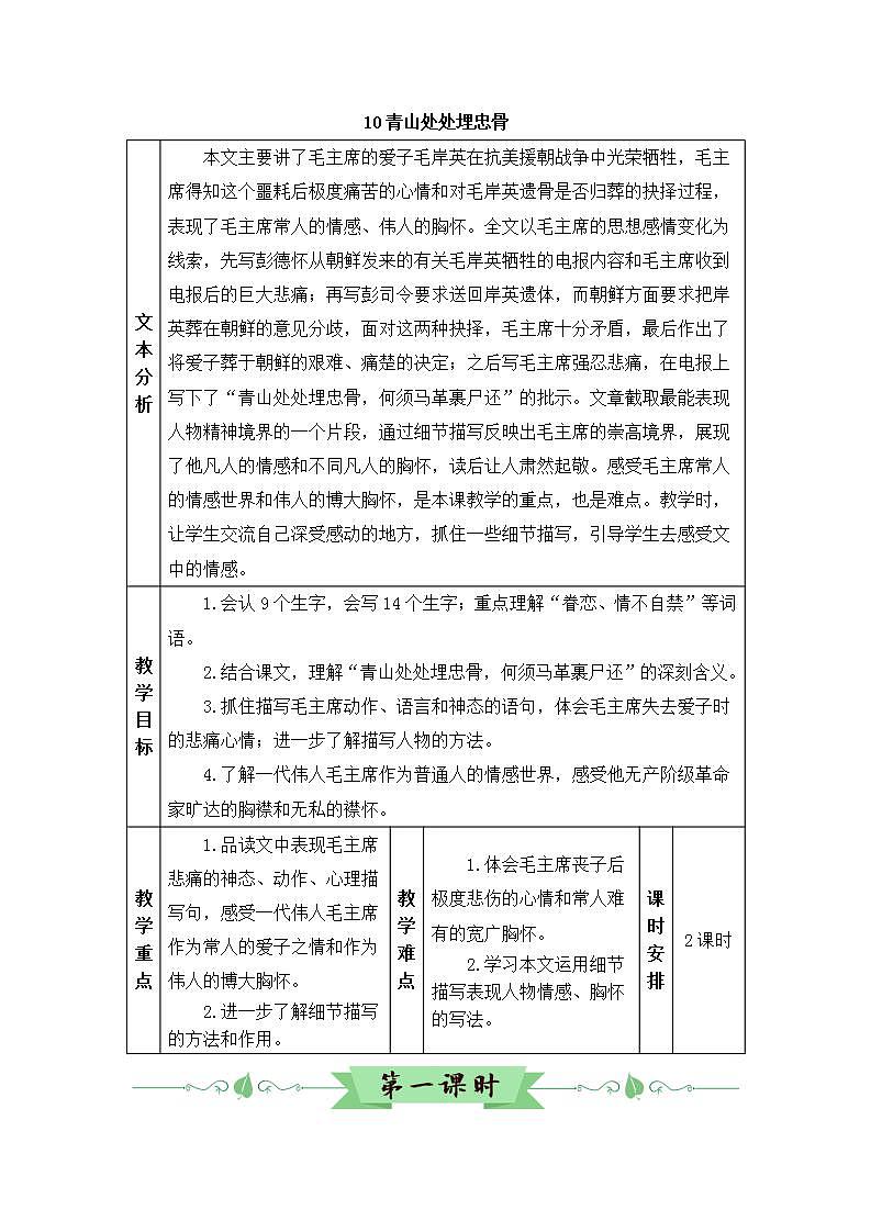 部编版五年级下册语文10 青山处处埋忠骨（课件+教案+练习含答案）01