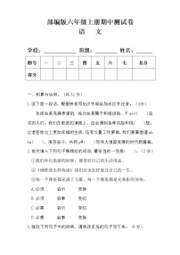 部编版六年级语文上册期中测试卷及答案 5