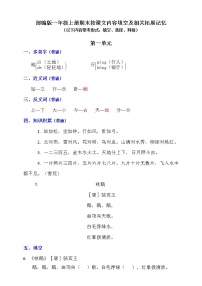 (最新版期中、期末必考)部编版一年级上册按课文内容填空及相关拓展记忆（第1、2单元）学案