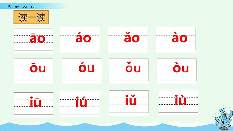 部编版一年级语文上册 第三单元 汉语拼音10 ɑo ou  iu 课件08