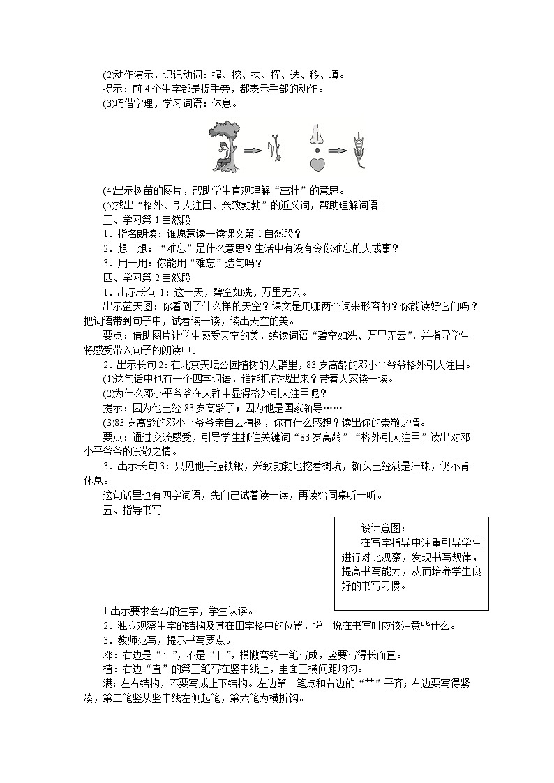 部编版语文二年级下册4　邓小平爷爷植树 教案02