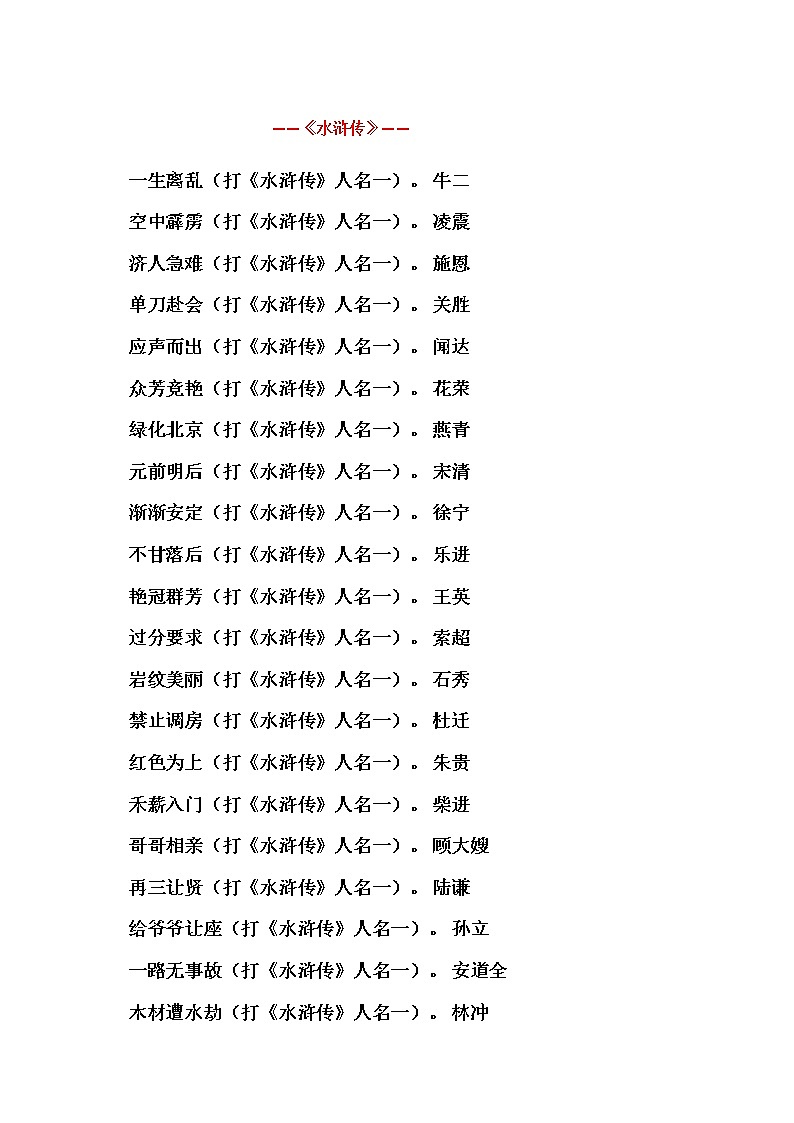 四大名著知识点汇总练习题02