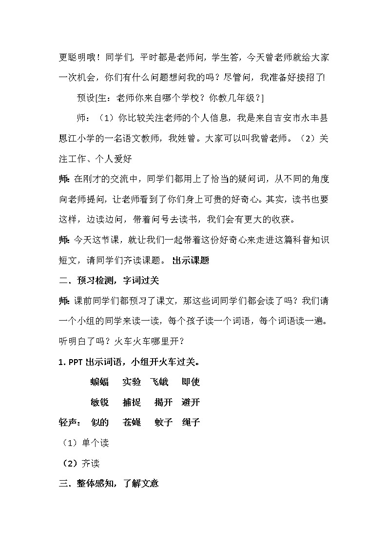 人教部编版四年级语文上册6.夜间飞行的秘密   教案02