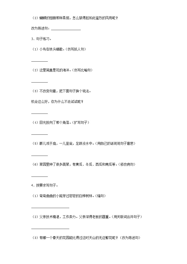 小升初复习专练：改写句子六年级语文第2页