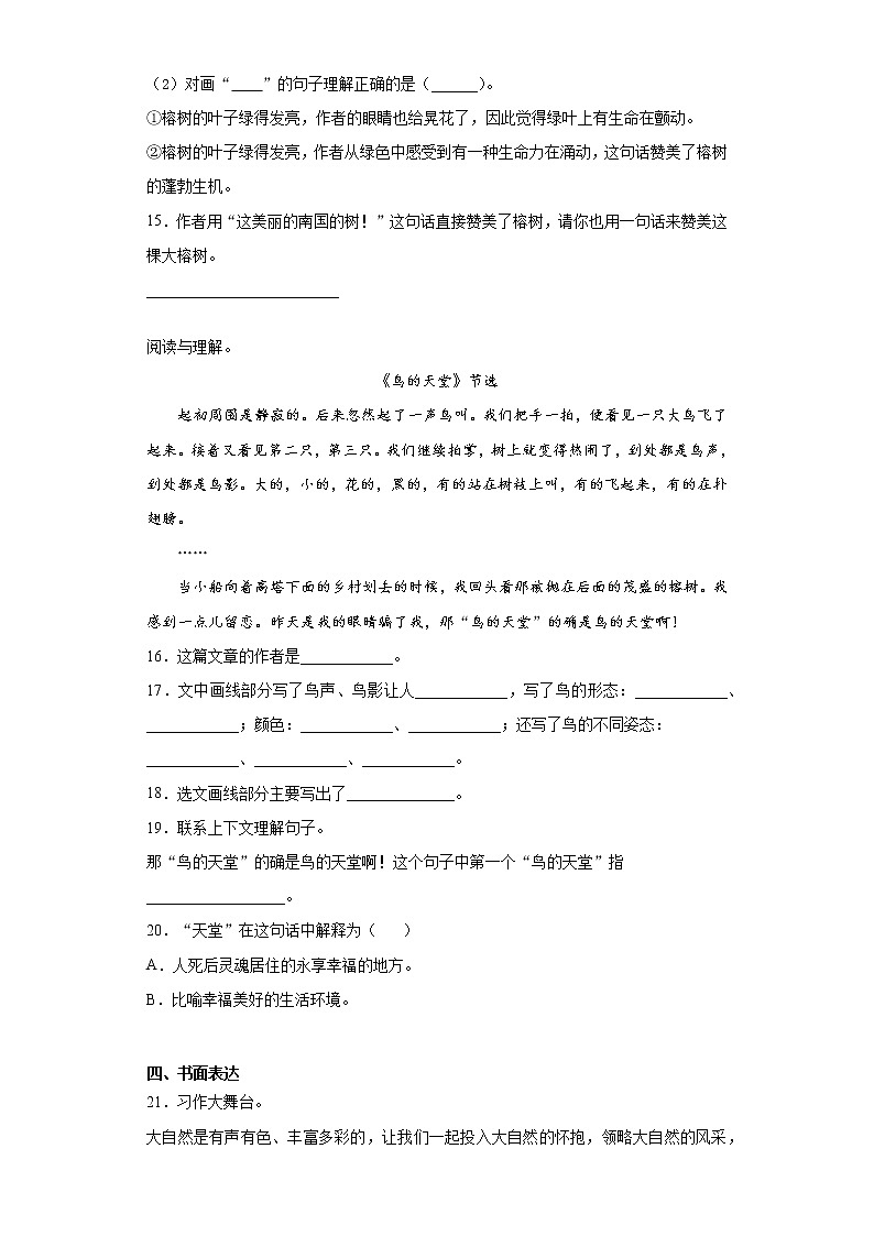 部编版语文五年级上第七单元复习试题第3页