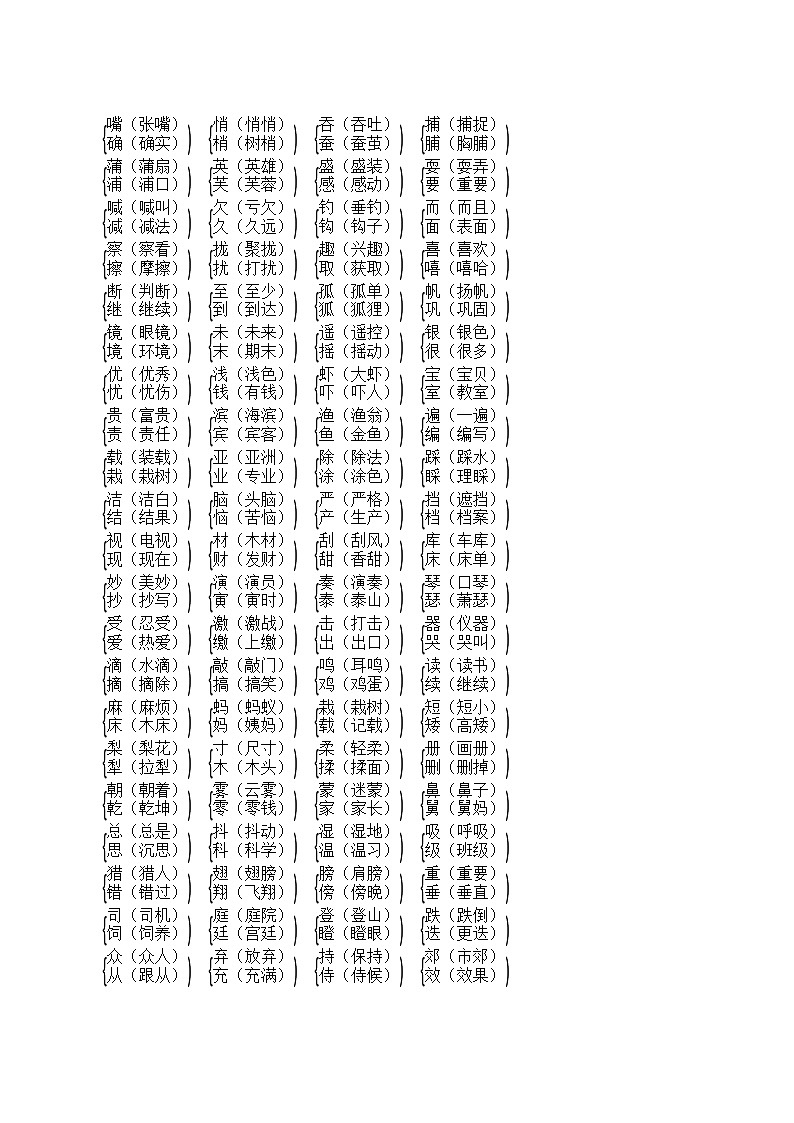 部编版语文三年级上册  期末复习知识归类——词语 试卷02
