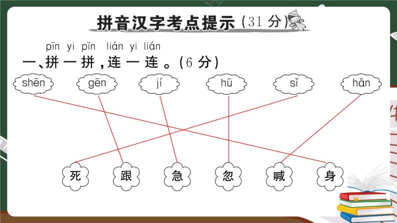 人教部编版一年级下册：第三单元期末总复习试卷+答案+ 讲解PPT07