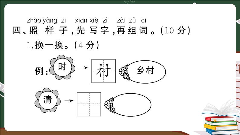 部编版语文一年级下册：期中综合检测卷及答案+讲解PPT06